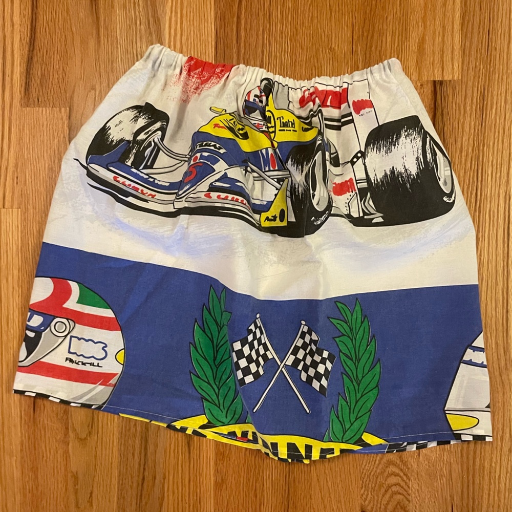 Hand-sewn Race car print skirt
